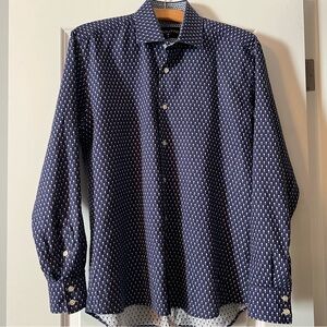 Masutto Men's Wine Glass Printed Button Down Shirt Size Medium